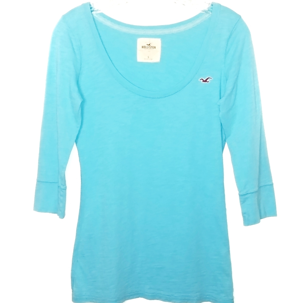 Hollister 3/4 sleeve Turquoise Juniors Tee, Size S